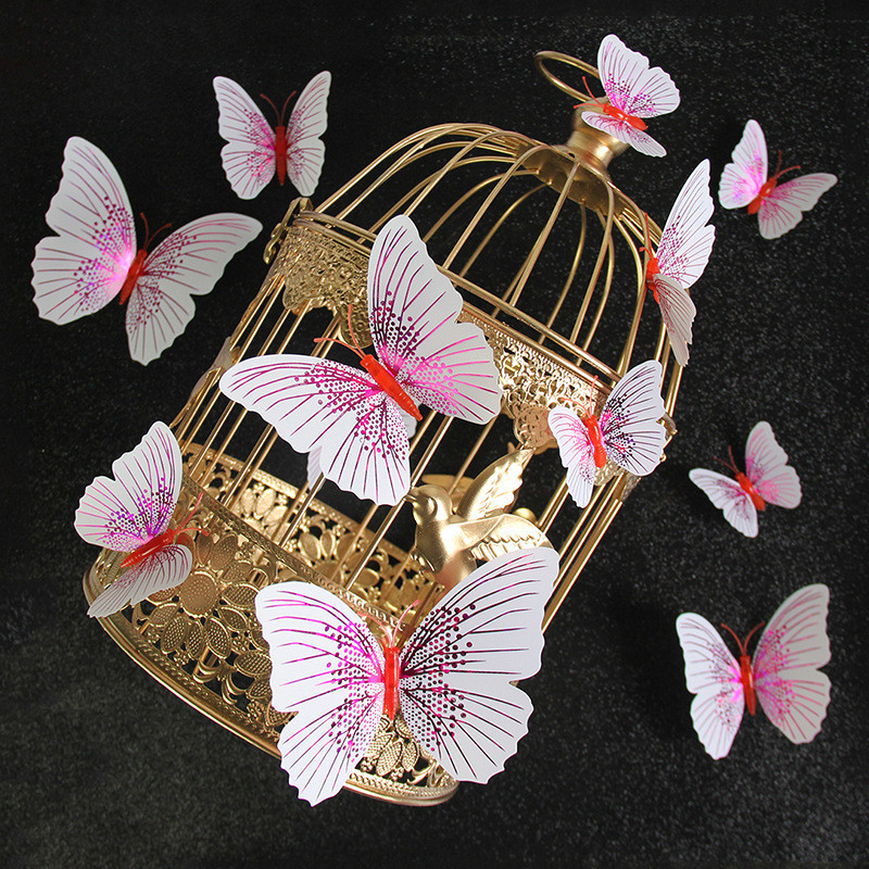 Набор декоративных бабочек с блестками 12 штук бело-розовый Киев - изображение 1