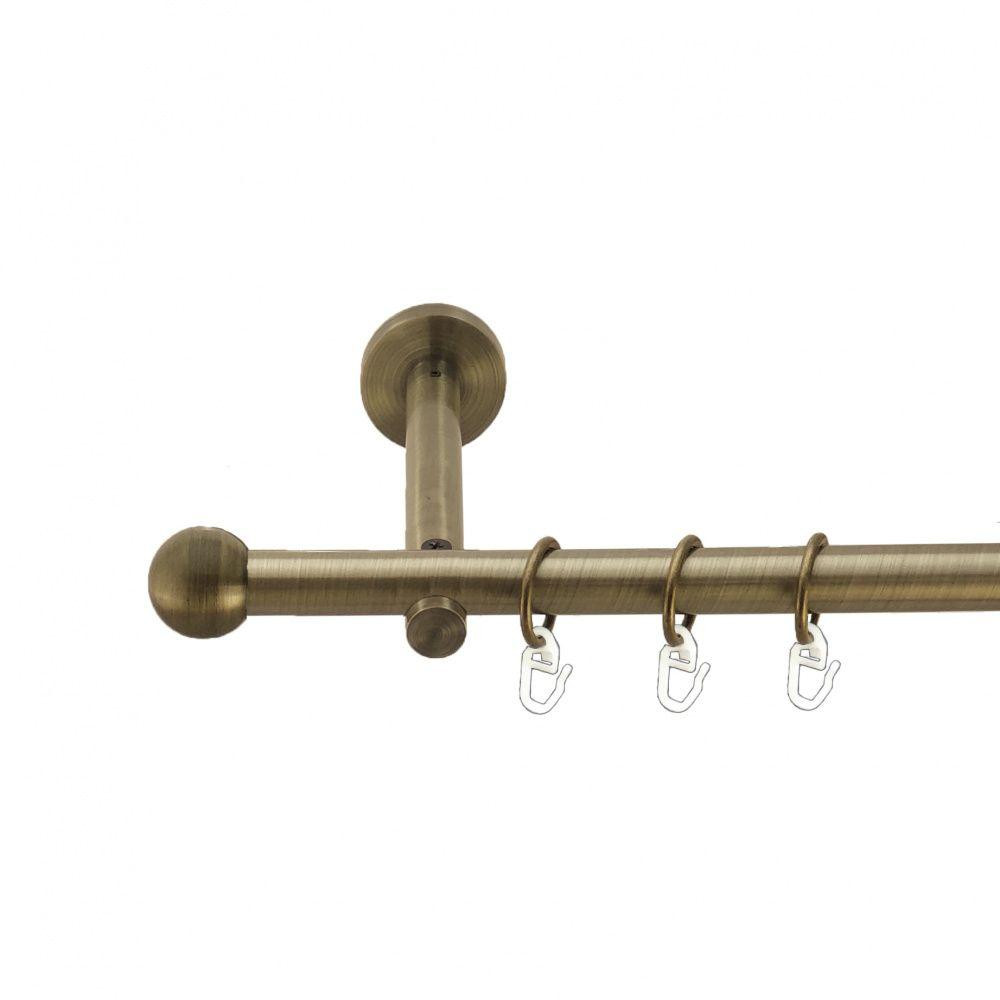 Карниз Orvit Куля Болонь металевий однорядний циліндр+профіль (16 см) гладка труба кільце металеве Антик 19 мм 160 см (3999016) Львів - фото 1