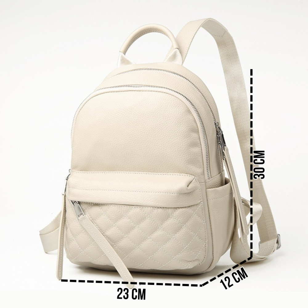 Жіночий наплічник для прогулянок 30х23х12, шкіряний рюкзак, білий Кам'янське - фото 5