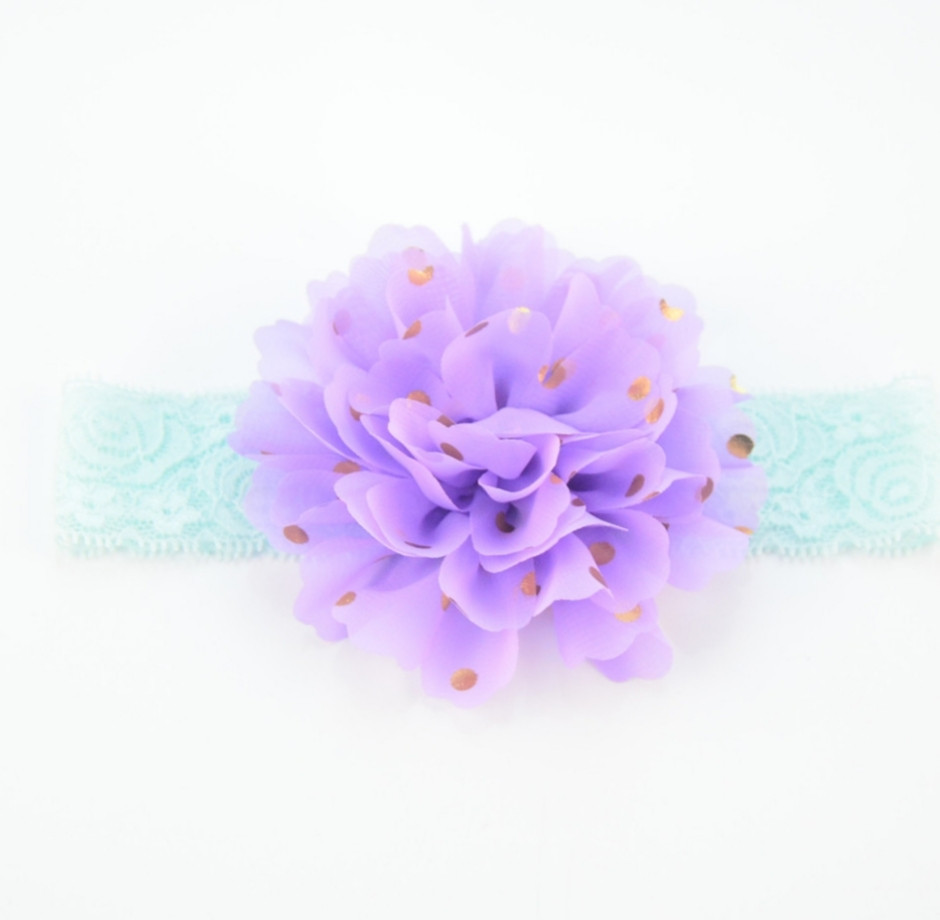 Дитяча пов'язка на голову бузковий + ментол - окружність голови приблизно 40-52см, діаметр квітки 10см Київ - фото 1