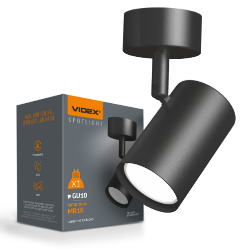 LED Світильник накладний під лампу GU10 поворотний VL-SPF05B-BFB Videx Житомир