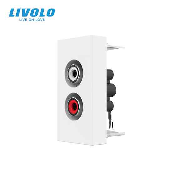 LIVOLO Аудіо розетка RCA (тюльпан) LIVOLO, біла, модуль 0.5 поста, для колонок / підсилювача (V Коломия