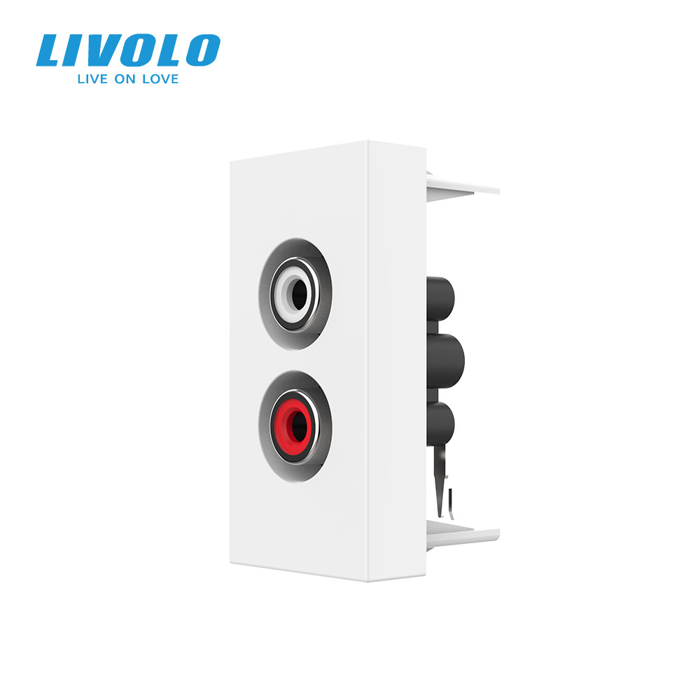 LIVOLO Аудіо розетка RCA (тюльпан) LIVOLO, біла, модуль 0.5 поста, для колонок / підсилювача (V Коломия - фото 1