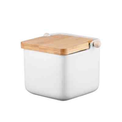 Цукорниця Ardesto Midori 12х12х11см, 840мл, кераміка, бамбук, біла (AR0907W) Вінниця