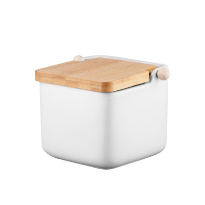 Цукорниця Ardesto Midori 12х12х11см, 840мл, кераміка, бамбук, біла (AR0907W) Вінниця - фото 1