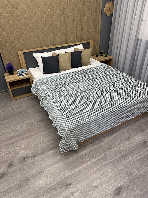 Плед-покривало Шахи 200х210 см (+-5см) Сірий з білим (87-040) Київ - фото 4