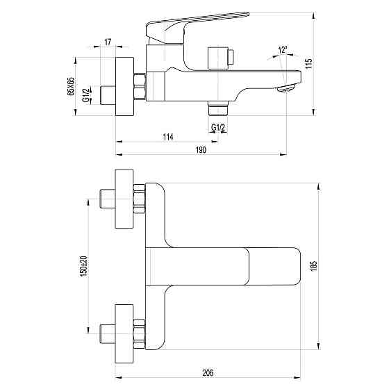 Змішувач для ванни TOPAZ ODISS TO 18101-H52-BL (000020841) Київ