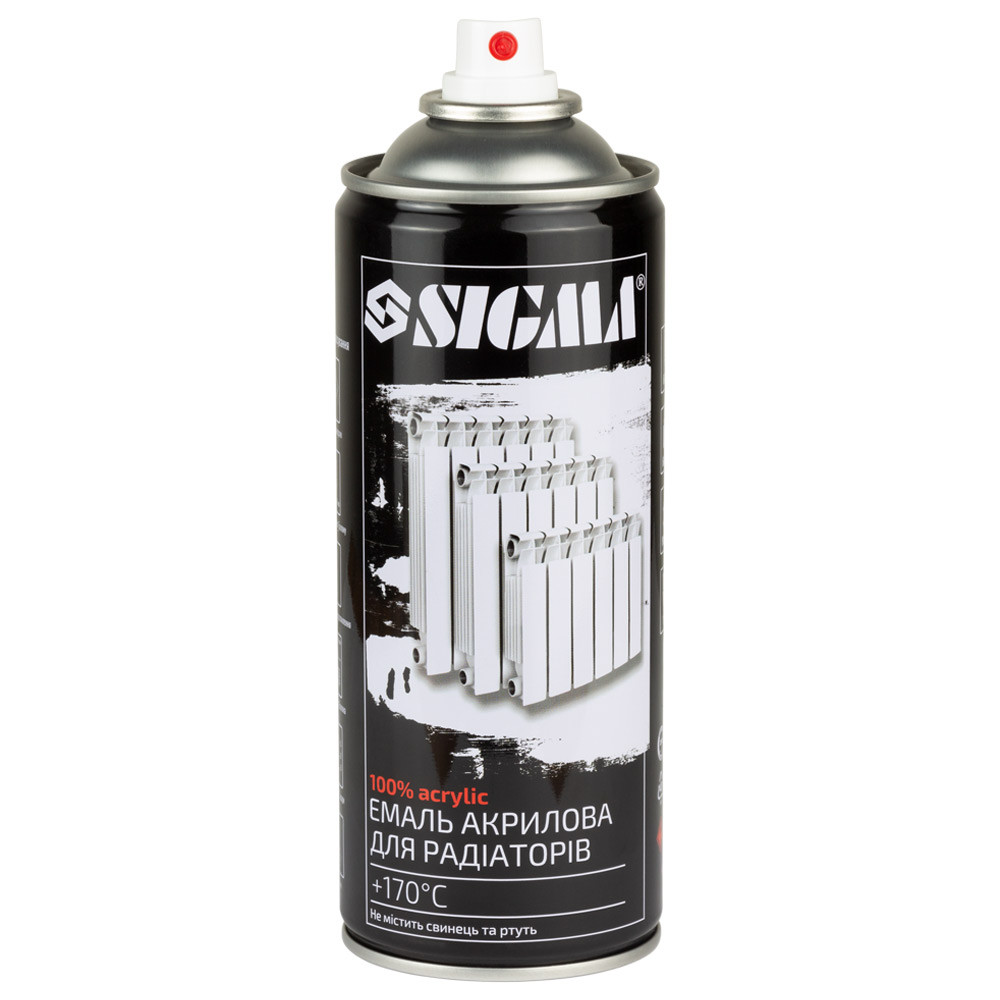 Sigma Эмаль аэрозольная акриловая термостойкая для радиаторов +170°C 400мл RAL 9010 белый гляне Коломия - фото 2