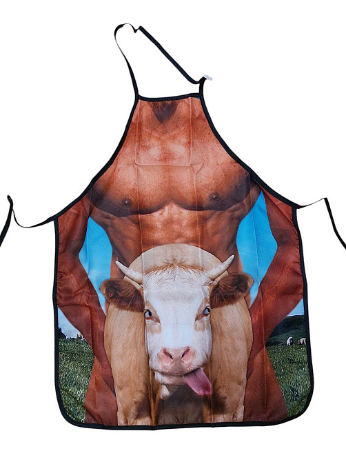 Фартух з приколом для чоловіків Корова 75 на 60 см різнобарвний Київ - фото 1