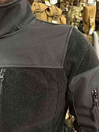 Чоловіча флісова кофта Safari Tactical на блискавці із Softshell вставками (Чорний) M Вінниця