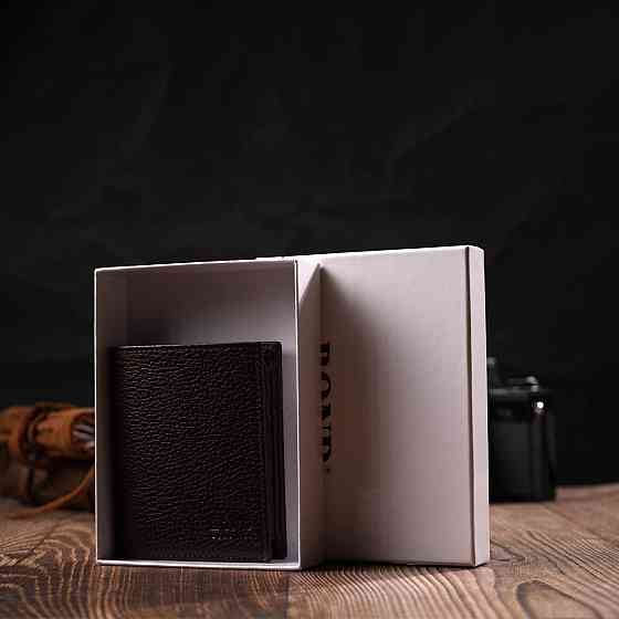 Стильный мужской бумажник небольшого размера из натуральной кожи BOND 21993 Коричневый Киев