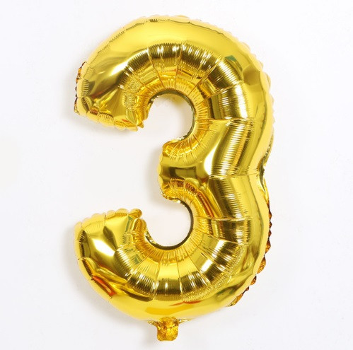 Кулька цифра 3 фольгована 32 дюйма золотистий Київ - фото 1