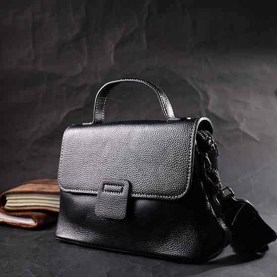 Сумка сэтчел в классическом цвете для женщин из натуральной кожи Vintage 22291 Черная Киев