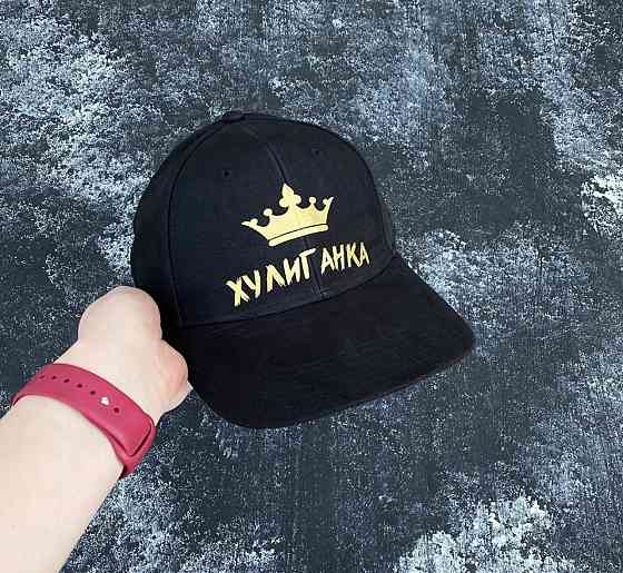 Чорна бавовняна Кепка/Бейсболка з принтом — ХУЛІГАНКА Чернівці