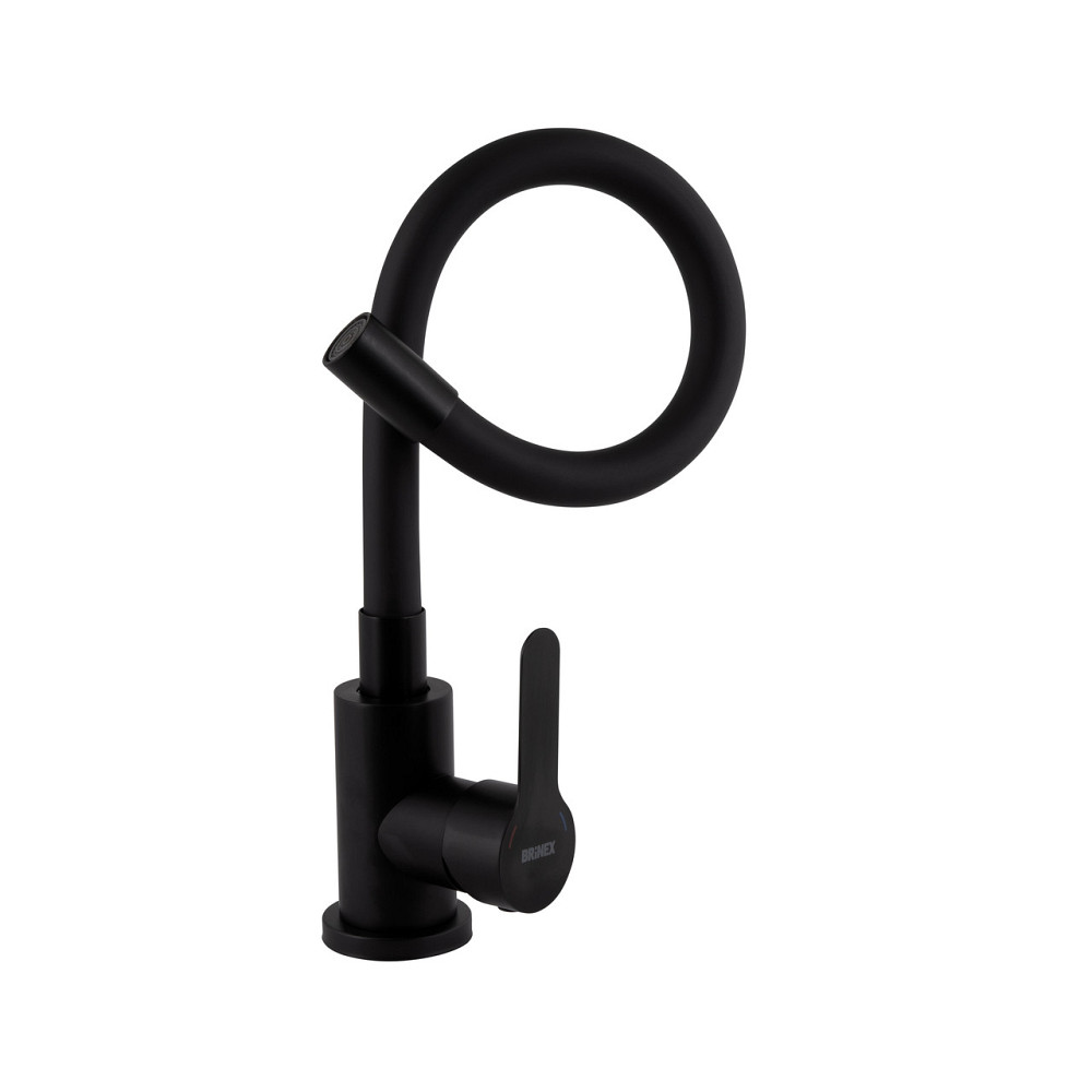 Смеситель для кухни Brinex Pure 015F3 с гибким изливом   Black Matt BRIPUR015F3BLM Киев - изображение 5