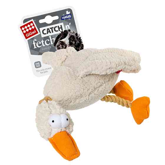 Іграшка для собак Качка з пищалкою GiGwi Catch&fetch, текстиль, мотузка, 36 см Київ