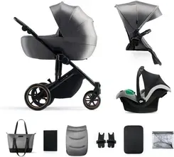 Дитяча коляска Kinderkraft Wózek Dziecięcy Prime 2 Mink Pro Shadow Szary Głęboko Spacerowy + Fotelik Київ