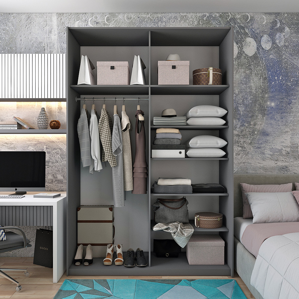 Шкаф-купе двухдверный Doros G-Caiser 160х60х240 см Графит/1 Зеркало (DRS-011032) Львов - изображение 2