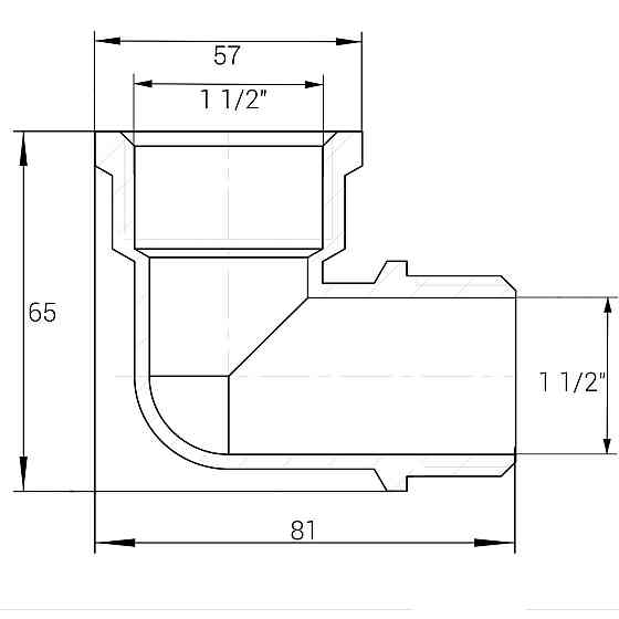 Уголок латунный 1 1/2″ВР х 1 1/2″НР литейный А0137А VA (000026545) Киев