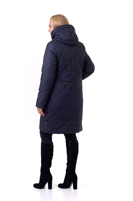 Синій пуховик без хутра — нова колекція зимового одягу Київ - фото 2