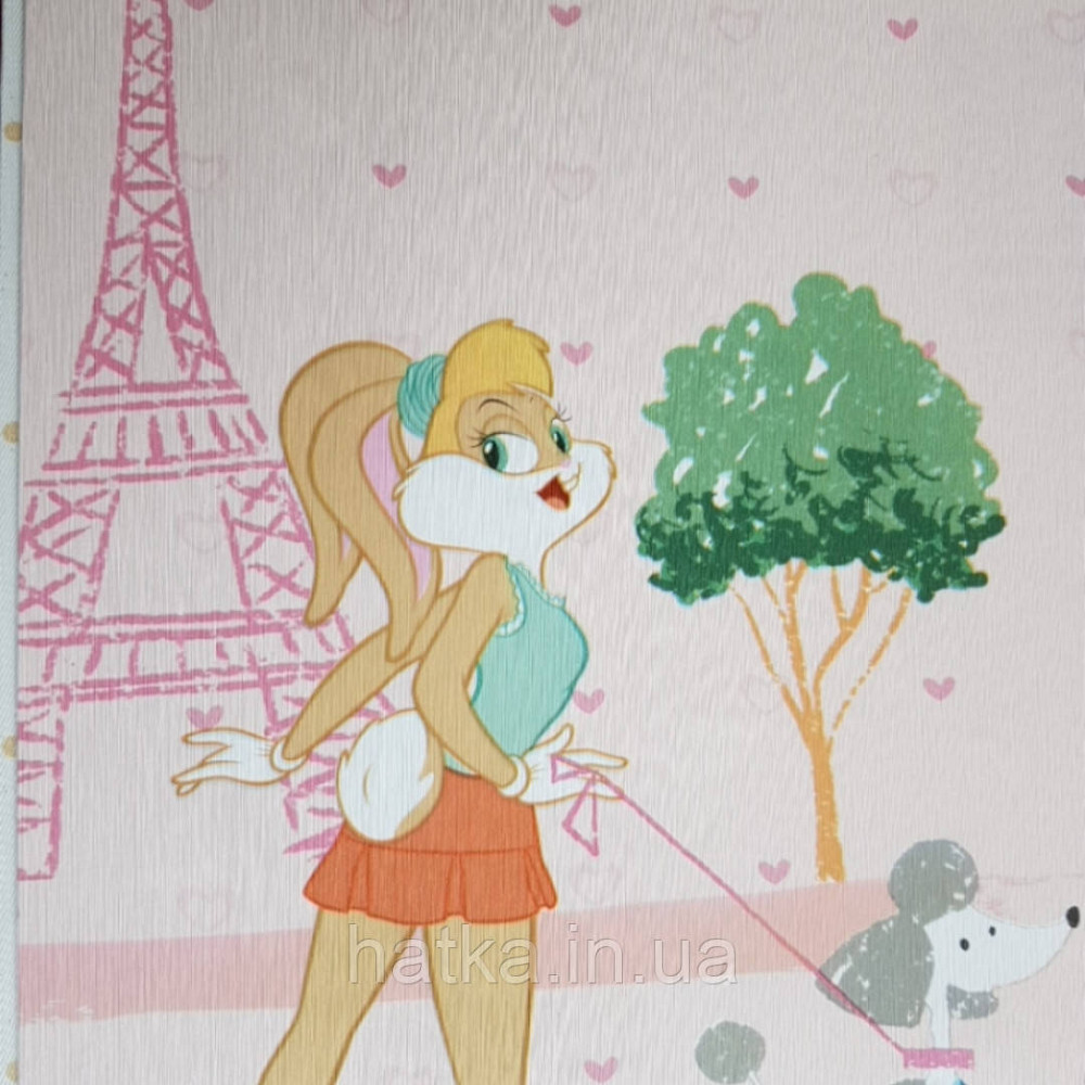 Шпалери вінілові на флізеліні AdaWall Ada Kids метрові дитячі герої мультфільму Луні тюнз крольчиха Лола Банні Київ - фото 3