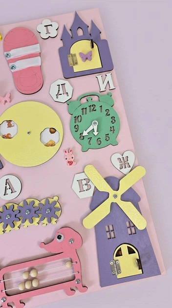 Бизиборд для дітей 50х60 Розвивальна дошка Бізіборд Методика Монтессорі для розвитку дрібної моторики Тернопіль - фото 6