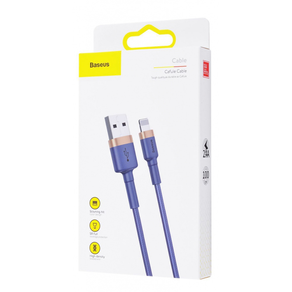Кабель Baseus Cafule Lightning 2.4A 1м сірий/чорний Львів - фото 2