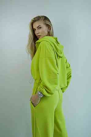 Женский трендовый базовый спортивный костюм двойка трехнить петля 42/44, Салатовый Одесса