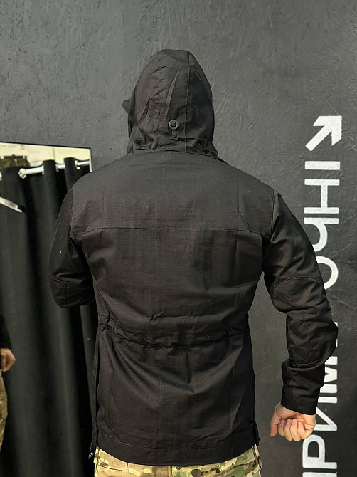 Військова літня куртка чорна з манжетами та кишенями, ріп-стоп тканина, легка та функціональна Львів - фото 9