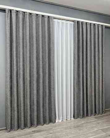Комплект готових штор VR-Textil Льон Grand Linen № 2027ш Сірий 150х300см 2 шт (33-1026) Київ