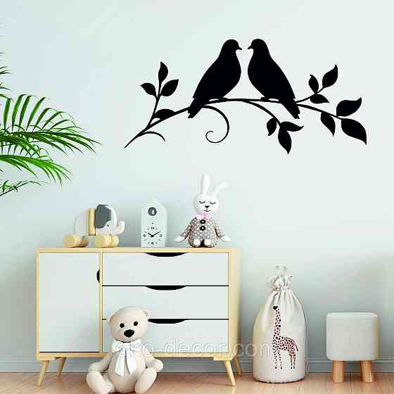 Декоративное настенное Панно «Две птички», Декор на стену 90*66 см, Черный Киев