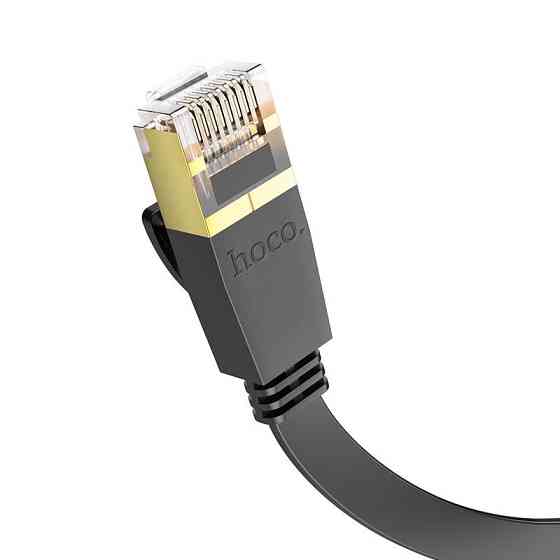 Мережевий кабель HOCO US07 General pure copper flat network cable(L=5M) Black Київ