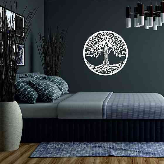 Декоративное настенное 3D Панно «Дерево в кругу» Декор на стену с объемом 70*70 см, Белый Киев