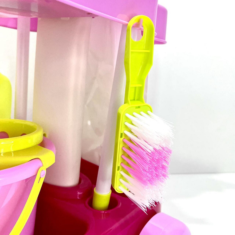 Набір для прибирання Limo Toy із візком відро совок швабра Рожевий (667-33-35) Чернигов - изображение 7