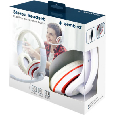 Наушники Gembird MHS-03 White/Red (MHS-03-WTRD) Винница - изображение 5