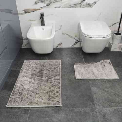 Набір килимків для ванної кімнати 2шт 50*80см+40*50см U-виріз Ромб Smile світло-сірий поліпропілен Дариана Житомир