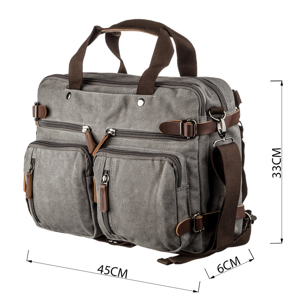 Сумка-трансофрмер текстильная большая Vintage 20151 Серая Киев - изображение 3