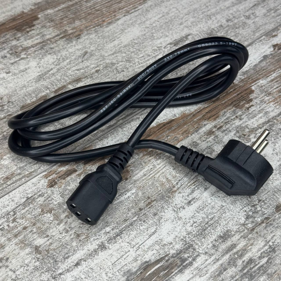 Кабель живлення IEC C13 1.5 м, мережевий шнур з євровилкою прямий для комп’ютера та техніки Київ