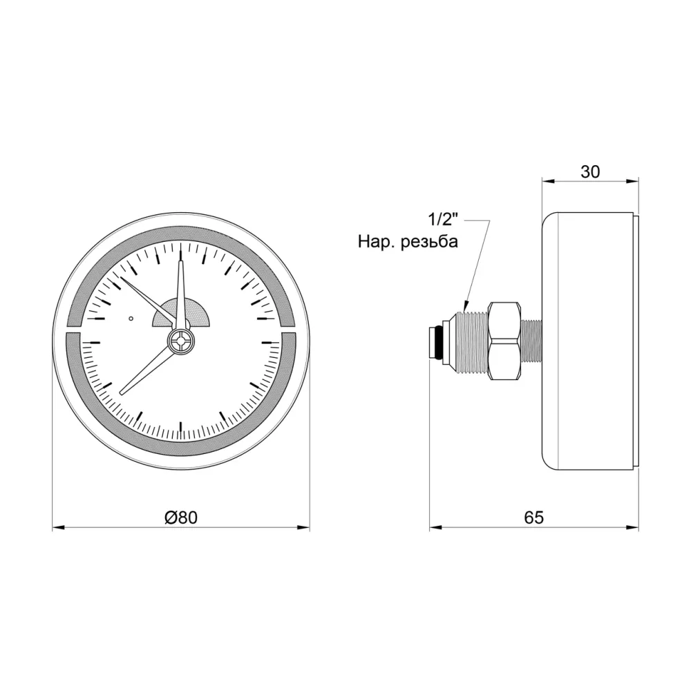 Термоманометр Thermo Alliance Standart 80 мм 1/2", заднє під'єднання SD17310B Київ - фото 20