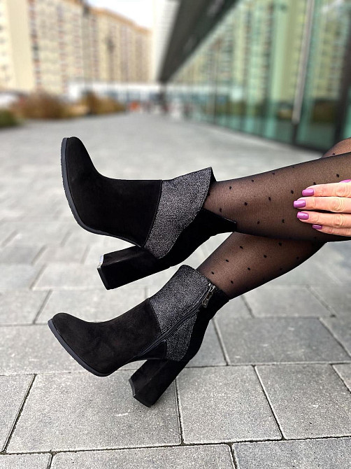 Nivelle Черевики жіночі NIVELLE чорні натуральна замша каблук 9см размеры 35р.36р.37р.38р. (361 Коломия - фото 2