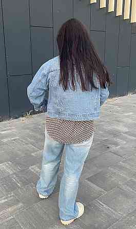 Джинсовая куртка женская оверсайз с камнями р 42-46 Харьков