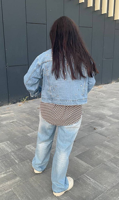 Джинсовая куртка женская оверсайз с камнями р 42-46 Харьков - изображение 4