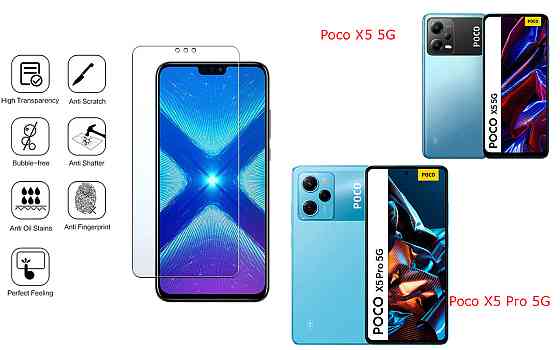 Защитное стекло NeoGlass для Poco X5 5G, Poco X5 Pro 5G – ультрапрозрачное и устойчивое Киев