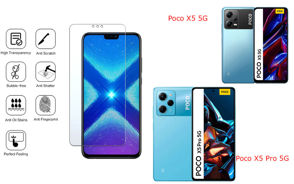 Защитное стекло NeoGlass для Poco X5 5G, Poco X5 Pro 5G – ультрапрозрачное и устойчивое Киев - изображение 4