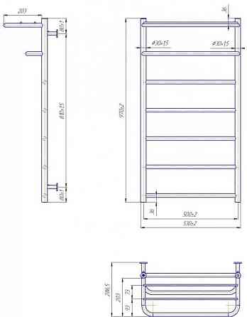 Полотенцесушитель водяной Mario INOX Отель 970х530/500 с полкой Киев