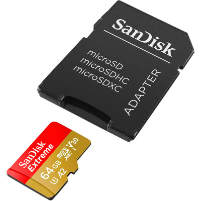 Карта пам'яті SanDisk 64GB microSD class 10 UHS-I Extreme For Action Cams and Dro (SDSQXAH-064G-GN6AA) Вінниця - фото 2