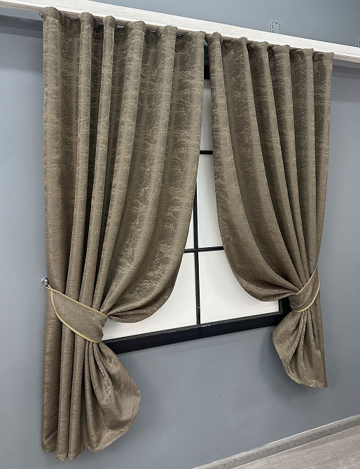 Комплект коротких штор VR-Textil Жакард Viva Marmo № 1786ш Какао 130х170 см 2 шт (35-0373) Київ - фото 2