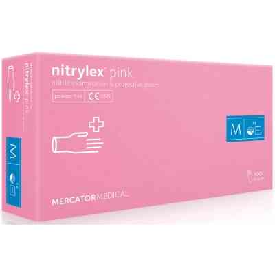 Медицинские перчатки Mercator Medical Nitrylex Pink Нитриловые Неопудренные диагностические Размер M Розовые 100 шт. (5906615035336) Винница