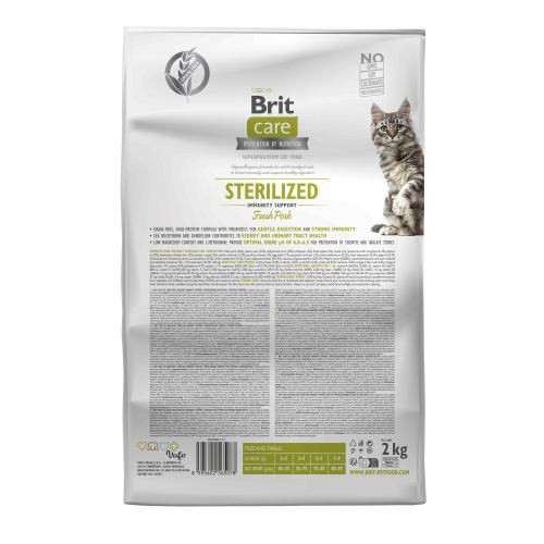 Корм сухий Brit Care Cat Grain Free Sterilized Immunity Support для стерилізованих котів для підтримки імунітету зі свининою Київ - фото 2