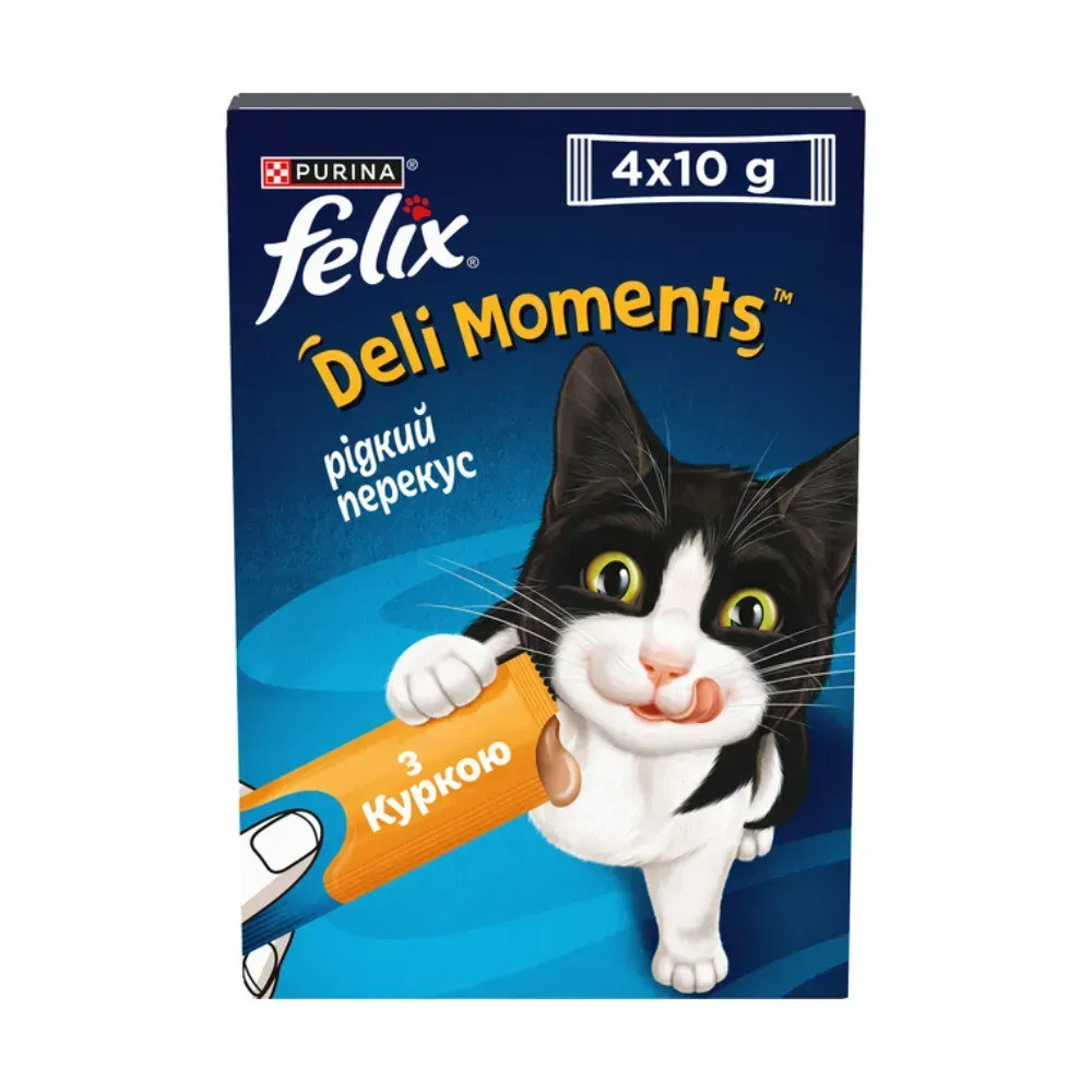 Влажный дополнительный корм FELIX Вкусные моменты для взрослых кошек, с курицей, 4х10 г Киев - изображение 1